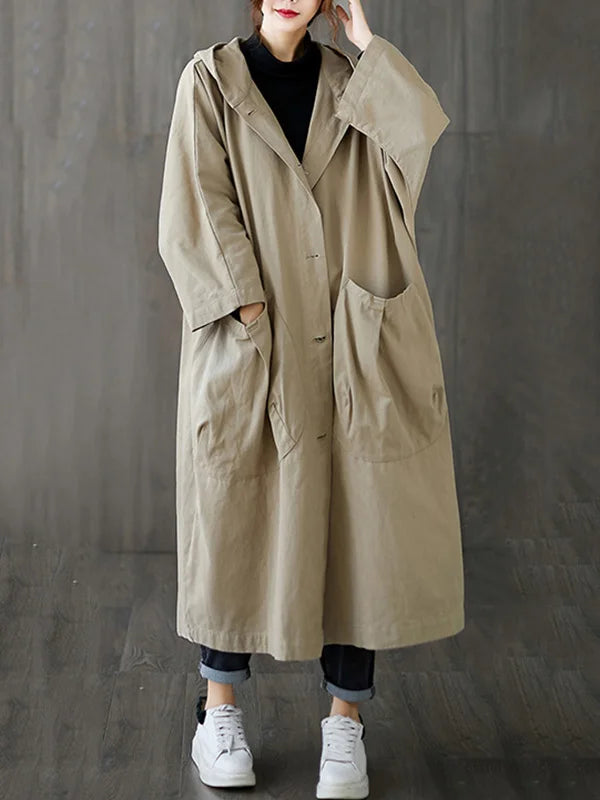 Lange Waterdichte Trenchcoat Voor Dames