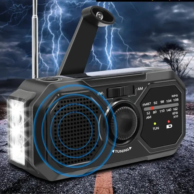 PowerSafe Draagbare Noodradio – AM/FM, Zaklamp, Zonne- en Noodoplaadfunctie