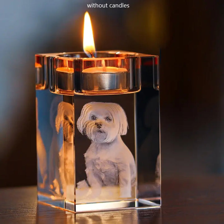CrystalGlow Gepersonaliseerde Glazen Kaarshouder - Elegante Decoratie voor Elk Moment