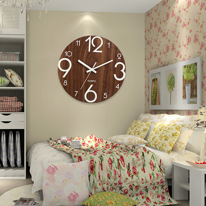 Luminous Wall Clock - Stille Quartz Wandklok van Hout met Verlichte Wijzers voor Donkere Kamers