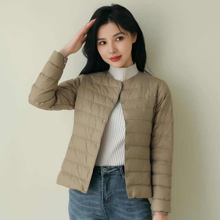 Draagbaar gewatteerd jack zonder kraag voor lente en winter