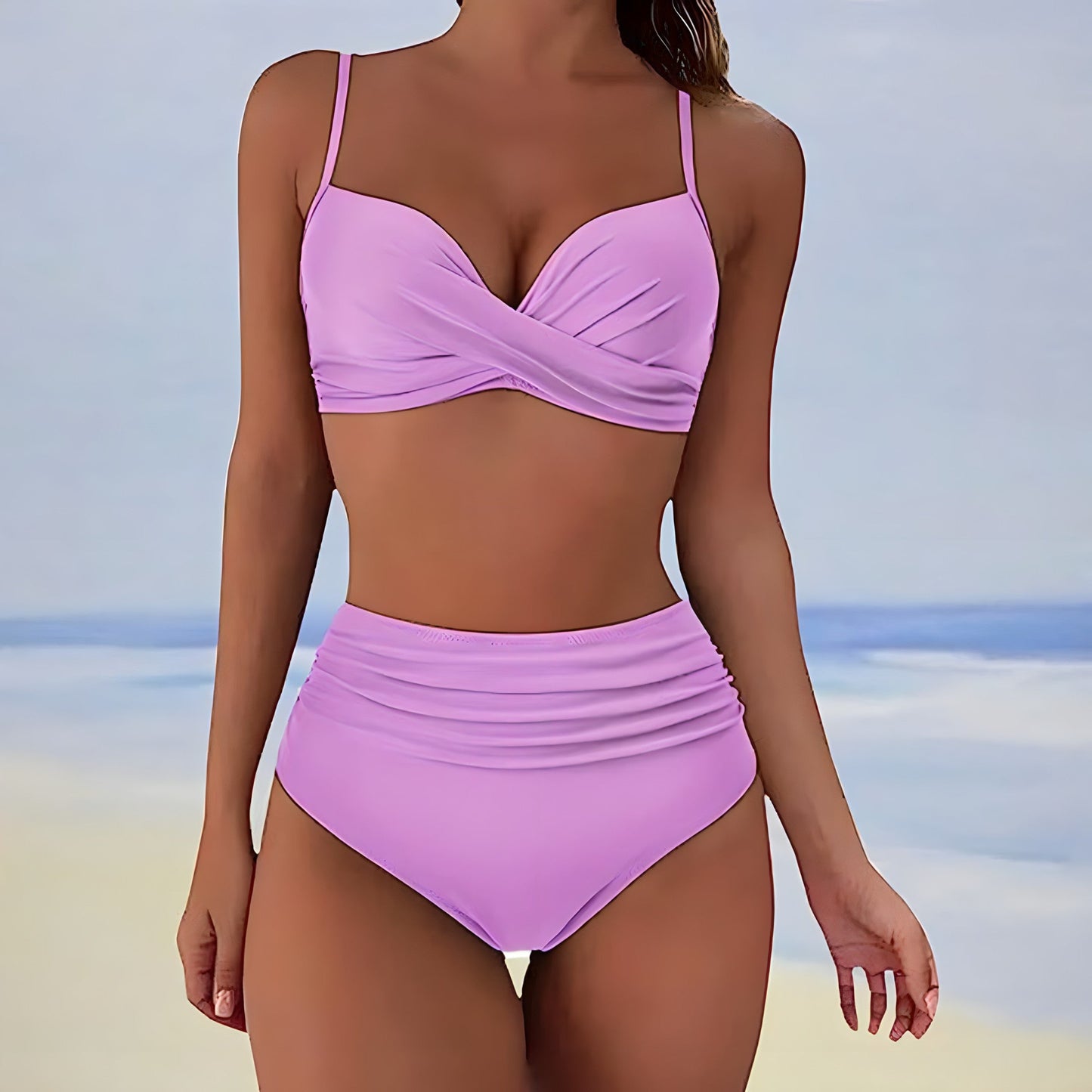 bikini met strik sexy badpak voor dames vakantie badpak met strik bij de borst en bikini broekje broek met hoge taille en top met verstelbare bandjes