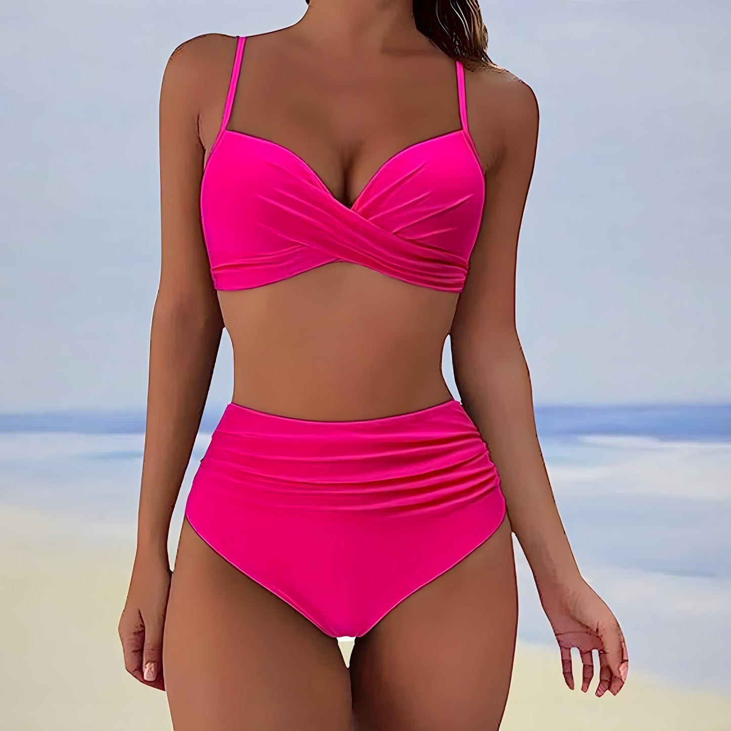 bikini met strik sexy badpak voor dames vakantie badpak met strik bij de borst en bikini broekje broek met hoge taille en top met verstelbare bandjes