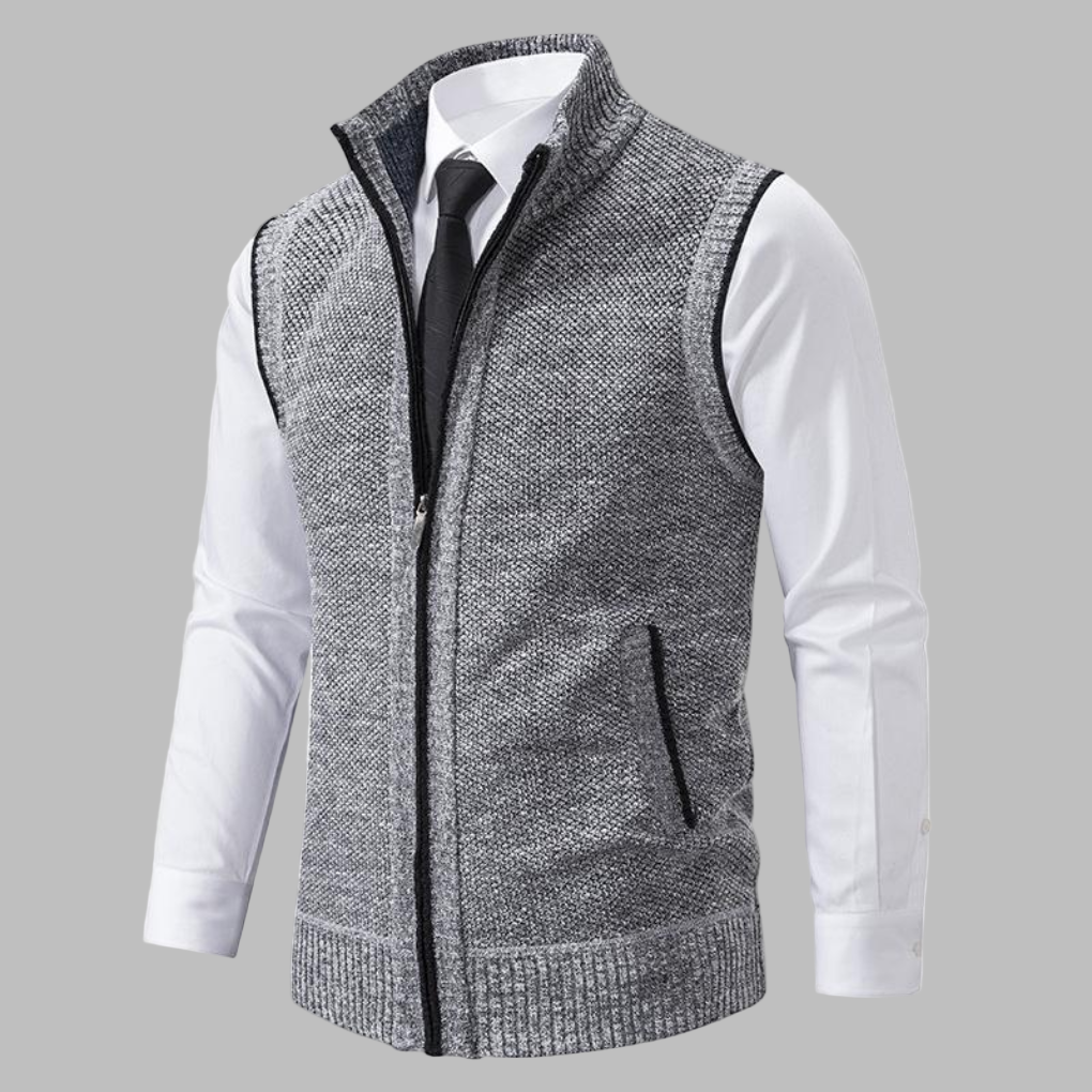 Klassiek gebreid vest met rits voor heren