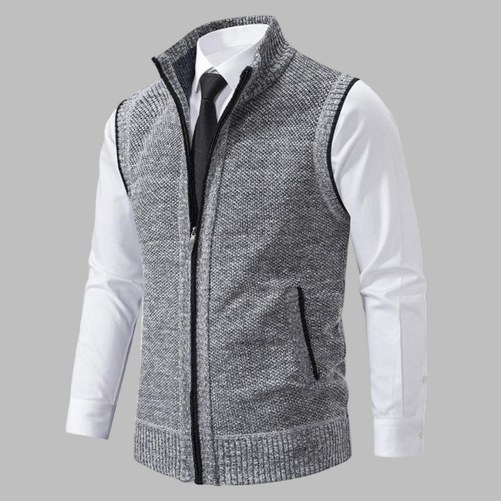 Klassiek gebreid vest met rits voor heren