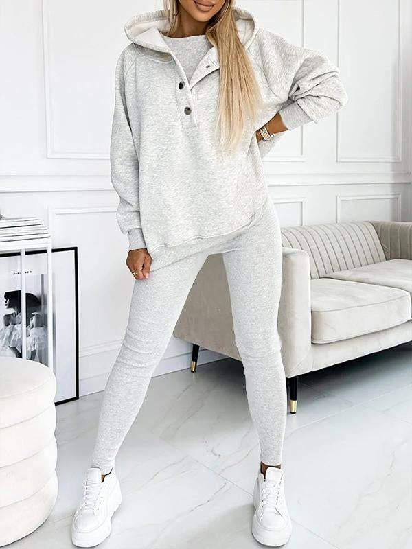 Comfy 3- delige set met Capuchon Dames witte schoen model sportief