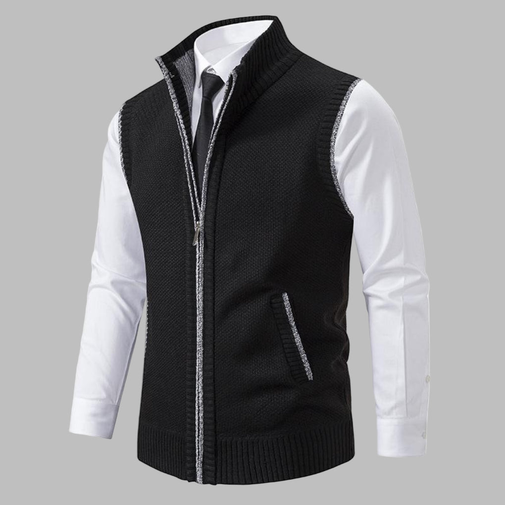 Klassiek gebreid vest met rits voor heren