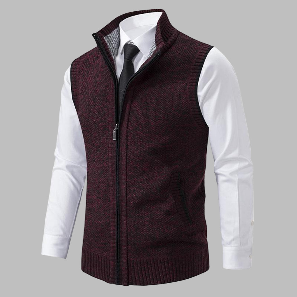 Klassiek gebreid vest met rits voor heren