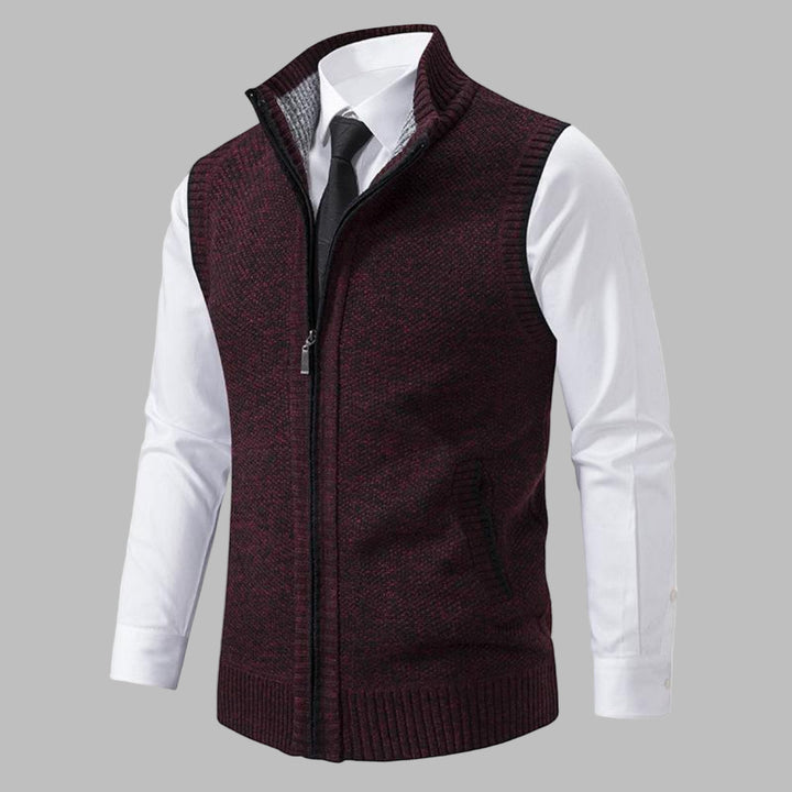 Klassiek gebreid vest met rits voor heren