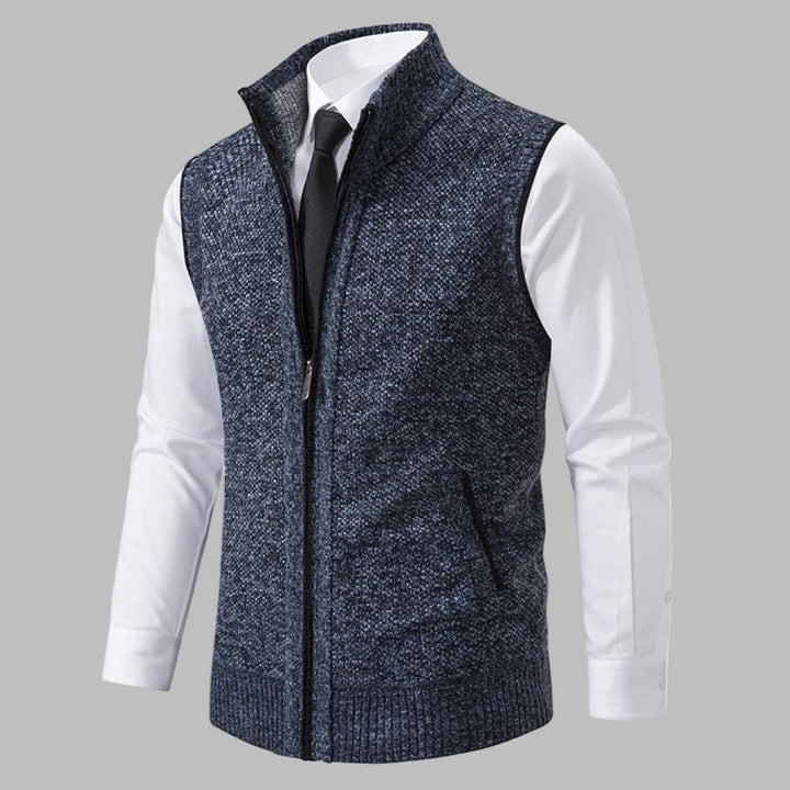 Klassiek gebreid vest met rits voor heren