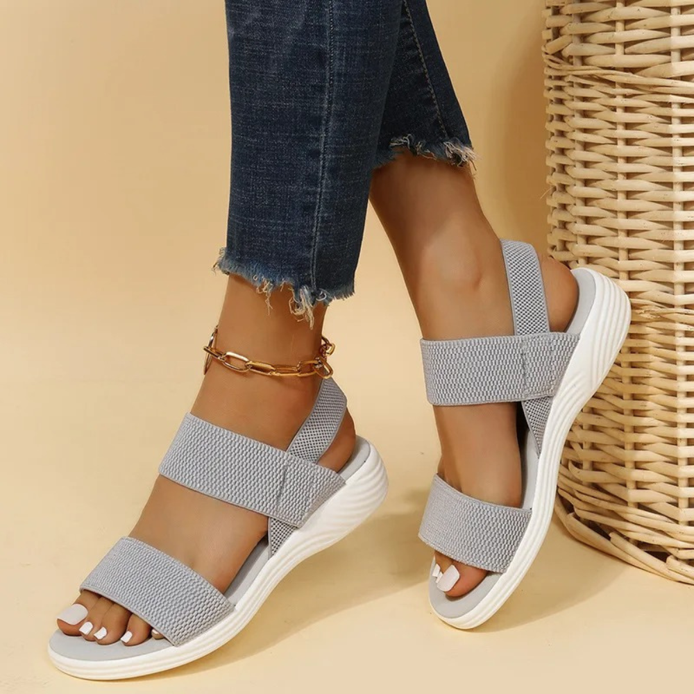 orthopedsiche sandalen vrouwen zomer lente elastische banden instappers slip on slippers strand dempend en ondersteunend witte zool grijs