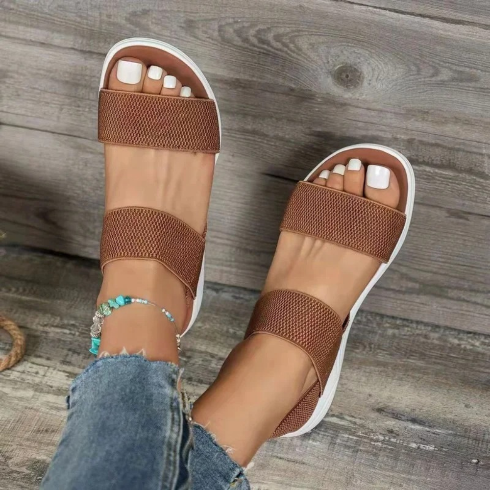 orthopedsiche sandalen vrouwen zomer lente elastische banden instappers slip on slippers strand dempend en ondersteunend witte zool bruin