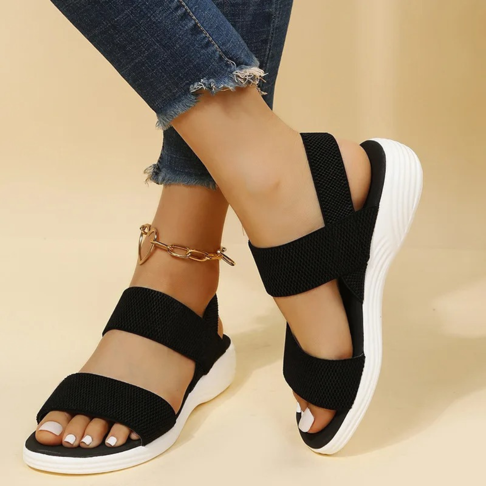 orthopedsiche sandalen vrouwen zomer lente elastische banden instappers slip on slippers strand dempend en ondersteunend witte zool zwart