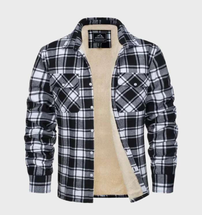 Elegant heren flanellen jack in vintage stijl met fleece voering en knoopsluiting - George
