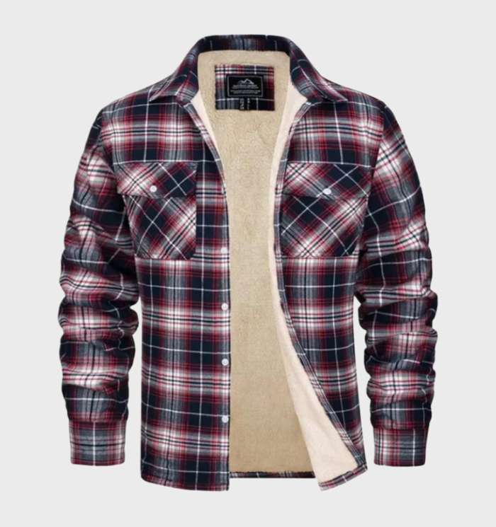 Elegant heren flanellen jack in vintage stijl met fleece voering en knoopsluiting - George