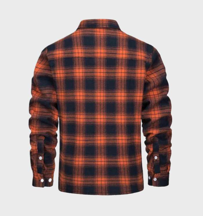 Elegant heren flanellen jack in vintage stijl met fleece voering en knoopsluiting - George