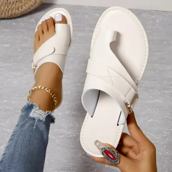 Orthopedische onderteunende slippers sandalen teenslippers van leer leren slippers met sluiting aan de zijkant verstelbaar wit