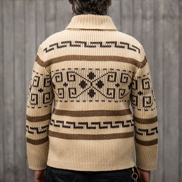 Vintage Jacquard Gebreide Herenvest met Rits