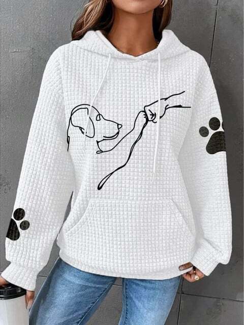 Basic Hoodie Met Hondenprint Voor Dames