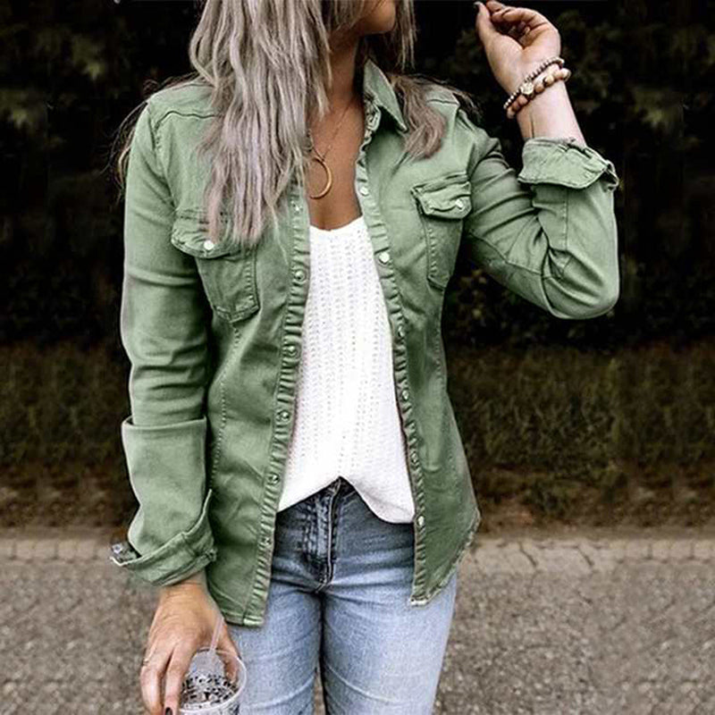 Stijlvolle Spijkerjasje - Dames Lente met zakken Denim spijkerjas vest