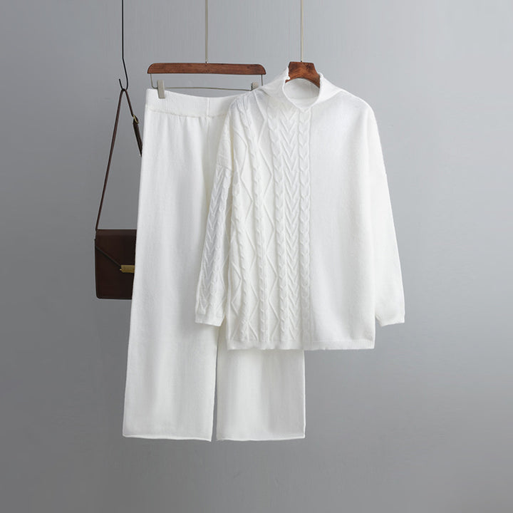 Losse Gebreide 2-Delige Set Wijde Broek En Trui Voor Dames - Carla