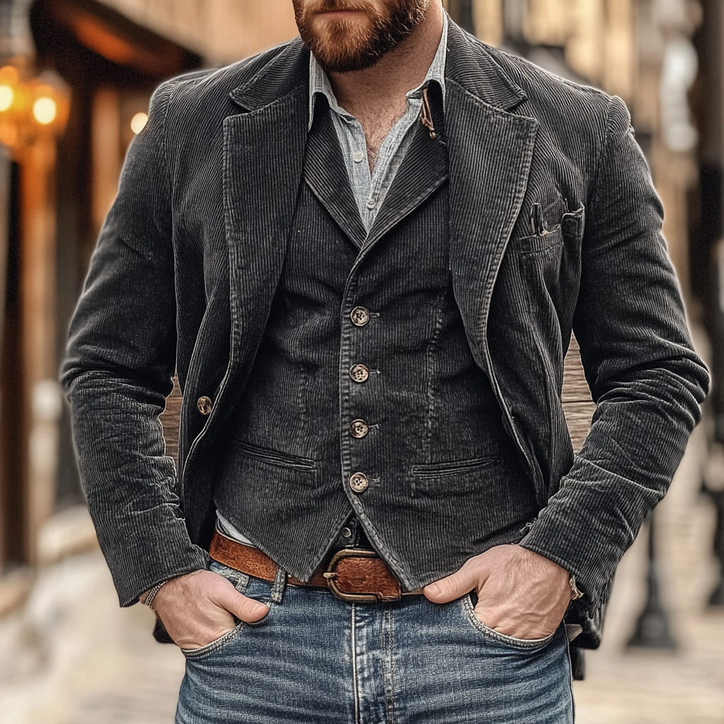 Vintage Corduroy Jas voor Heren
