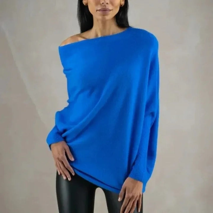 Elegante Off Shoulder Trui Dames blauw