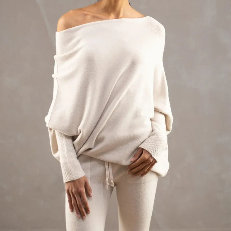  Elegante Off Shoulder Trui Dames beige