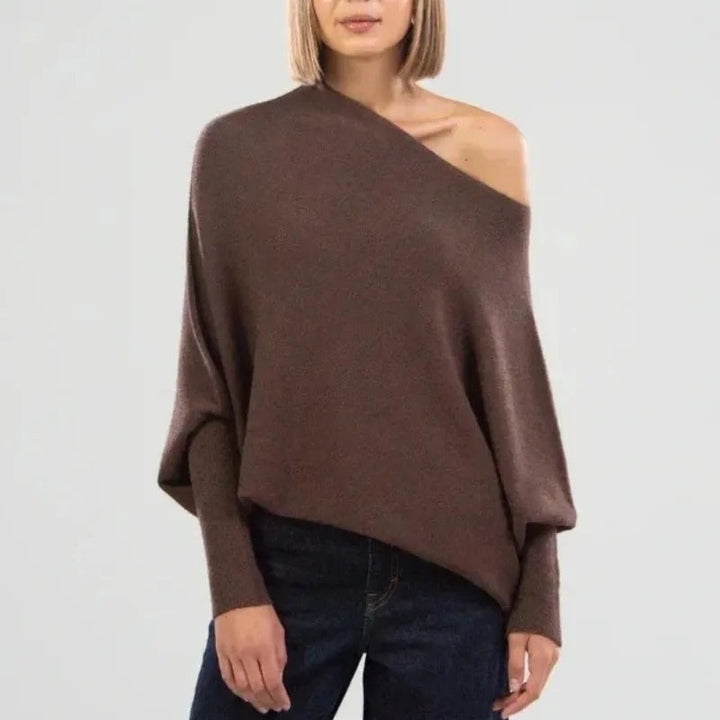 Elegante Off Shoulder Trui Dames bruin