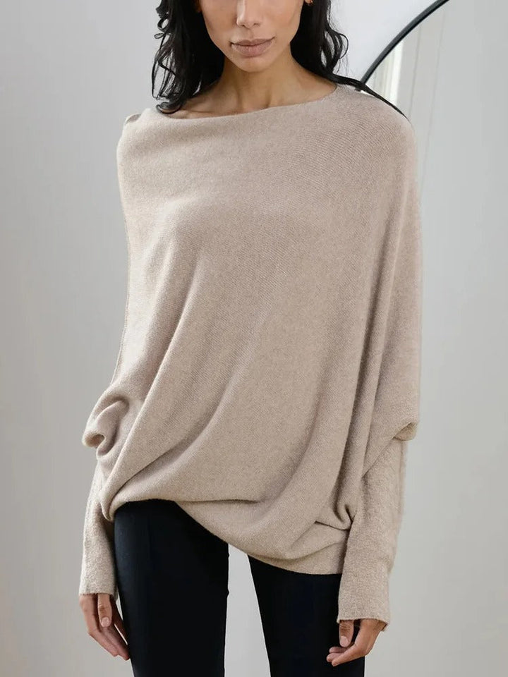 Elegante Off Shoulder Trui Dames beige