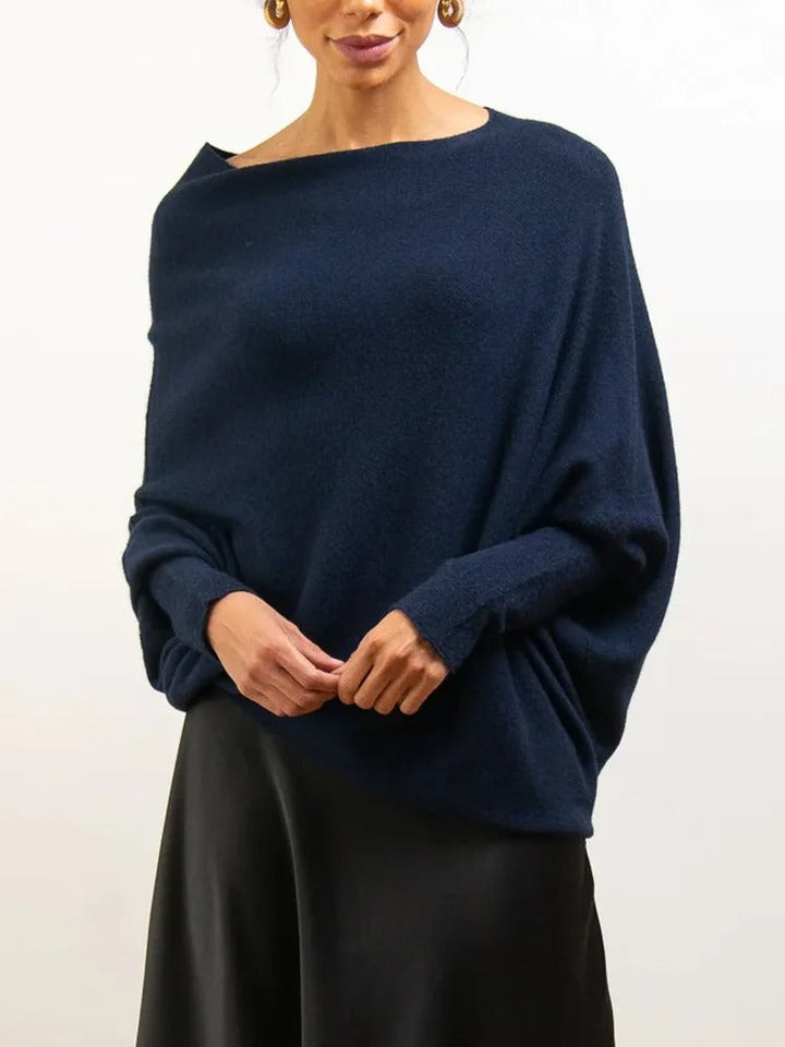 Elegante Off Shoulder Trui Dames donker blauw