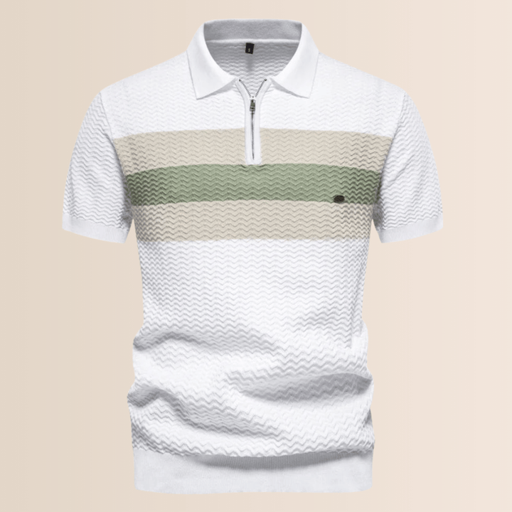 Heren poloshirt met gestreept breiwerk